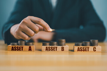 Diversify financial risk with funds. Investment asset allocation, diversification and risk...