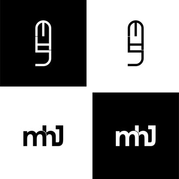mhj lettering initial monogram logo design set