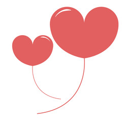 Red love heart balloon, flat design