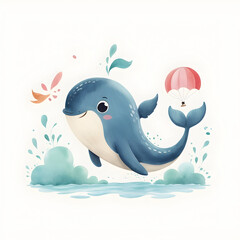 Joyful Whale Jumping with joy for kids books