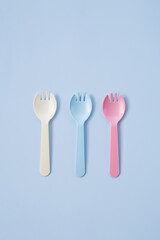 Set of colourful small forks for kids.