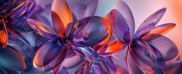 Naklejka premium Vibrant Abstract Floral 3D Render