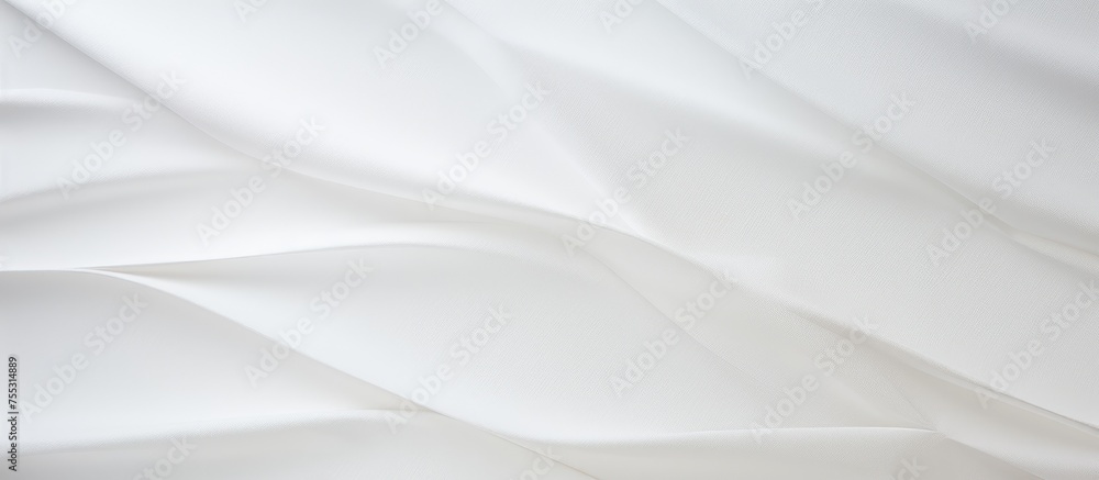 Poster a close-up view of a white sheet neatly spread out on a bed, showcasing its crisp texture and clean 