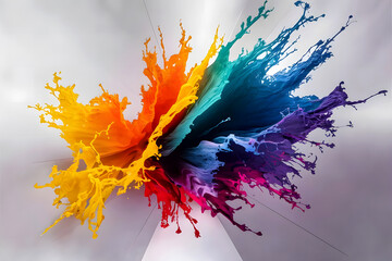 a vibrant color splash on a white background. colorful, paint, splash, splatter, abstract, isolated, wallpaper- Generative Ai