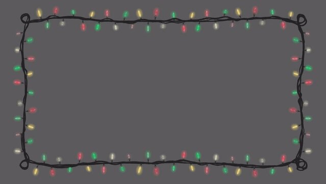 Blinking Christmas light string _Festive frame decoration frame_loop animation with an alpha channel