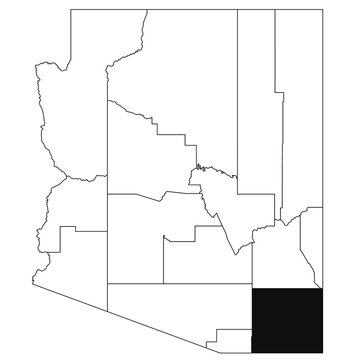 Map of cochise County in Arizona state on white background. single County map highlighted by black colour on Arizona map. UNITED STATES, US