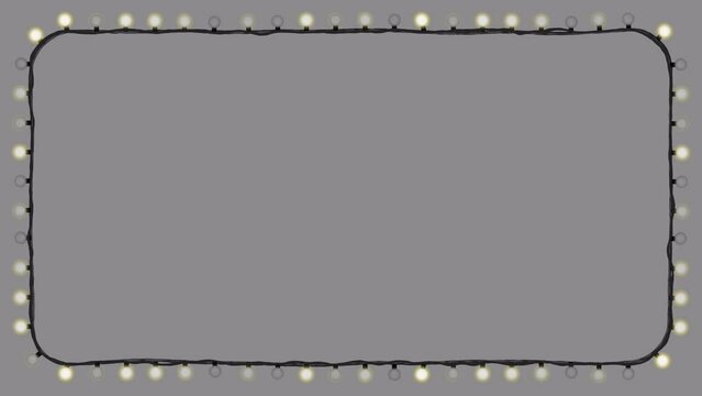 Blinking round bulbs light string  B_Christmas festive decoration frame_loop animation with an alpha channel
