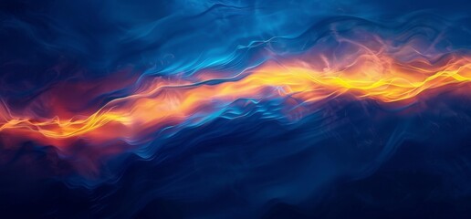 Abstract Fiery Waves on Blue