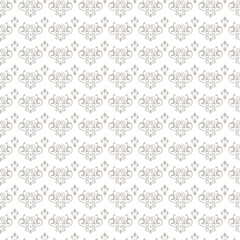 Vector seamless pattern with leaves and curls. Monochrome style abstract floral background.