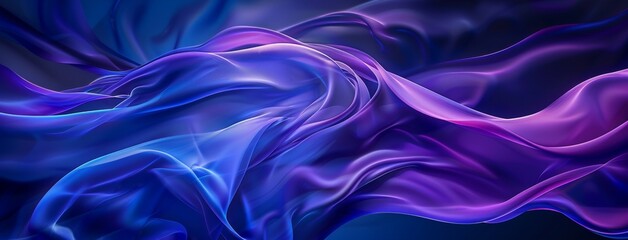 Abstract Blue and Purple Silk Waves - obrazy, fototapety, plakaty