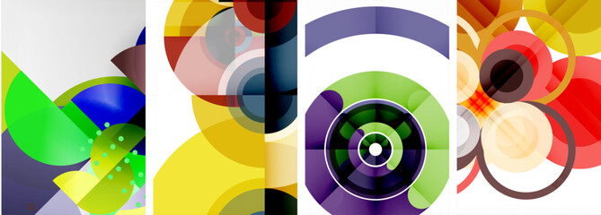 Charming geometric abstract posters. Mesmerizing set of circles, each design a harmonious blend of form and color. Elevate your design with modern, visually striking art