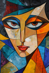 A cubism painting of a beautiful woman