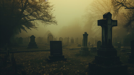 foggy graveyard horror atmosphere