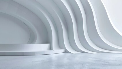 Futuristic White Curved Interior Space