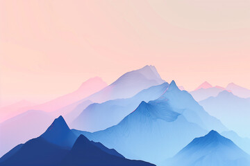 Pastel Peaks: A Serene Mountain Range Awakens in the Soft Light of a Gradient Sunrise