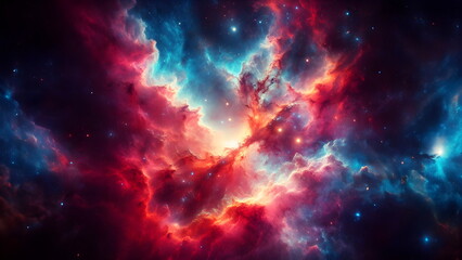 Obraz premium a red and blue galaxy with stars