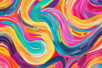 Vibrant Euphoria: A Dynamic Tapestry of Rainbow Waves in Fluid Motion - obrazy, fototapety, plakaty
