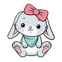 Cute Easter Bunny Rabit With Scarf And Bow