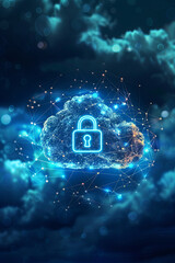 Cloud icon with a padlock for cyber security