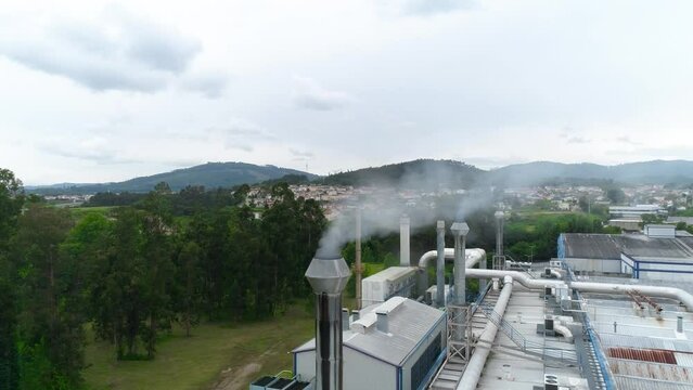 Industrial furnace chimneys Aerial View