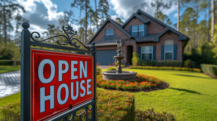 Fototapeta na wymiar Open House - Housing market - home sales data - real estate - realtor - home for sale - house prices - inflation - closing costs - realtor - neighborhood - subdivision 