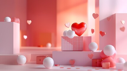 valentine's box valentine themed e-commerce main image product web page background - obrazy, fototapety, plakaty