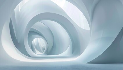 Abstract White Swirling Tunnel Interior