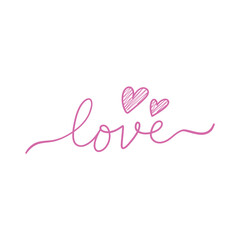 Doodle pink love symbol. heart from the lines