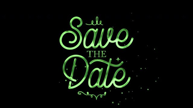 Green Color Save The Date Text Animation