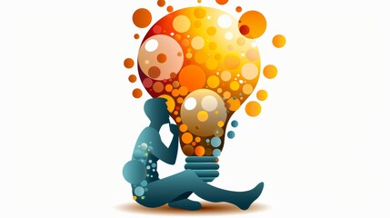Analytical Thinking icon, papercraft, silhouette stylecraft, elegant graphic silhouette, clean background, bright simple colours