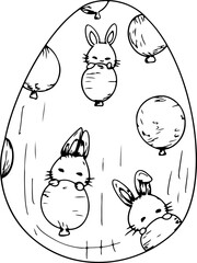 Hand drawn easter egg illustration on transparent background.