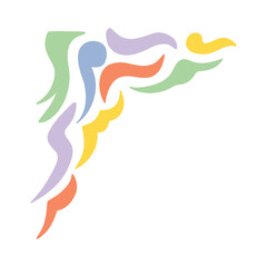 Colorful abstract groovy corner frame