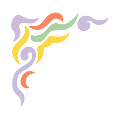 Colorful abstract groovy corner frame