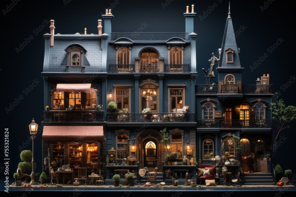 Poster model house with abundant windows generative ai