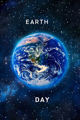 Earth Day text with planet earth