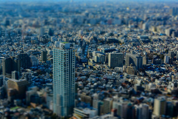 東京、新宿の街を空から眺める