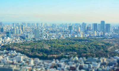 Fototapeta premium 東京、新宿の街を空から眺める