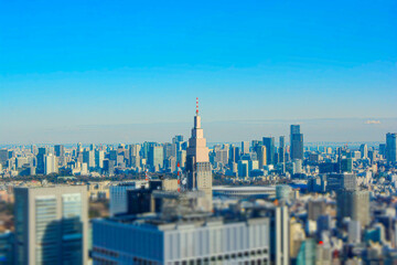 Fototapeta na wymiar 東京、新宿の街を空から眺める