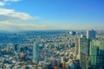 Obraz premium 東京、新宿の街を空から眺める