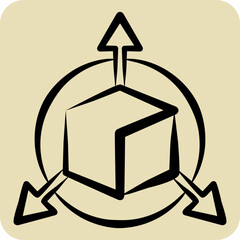 Icon Three Dimensional Object. related to 3D Visualization symbol. hand drawn style. simple design editable. simple illustration