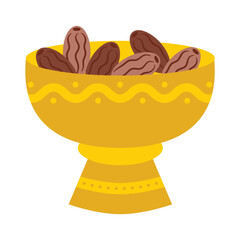 Plate of dates in flat design style. iftar party menu