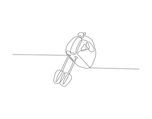 Continuous Line Drawing Of Mixer Machine. One Line Of Kitchen Utensil Mixer. Mixer For Mix Continuous Line Art. Editable Outline.