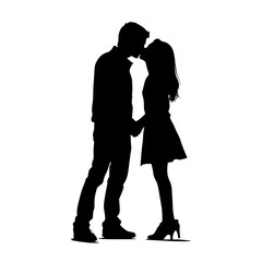 Couple kissing sweetly silhouette  