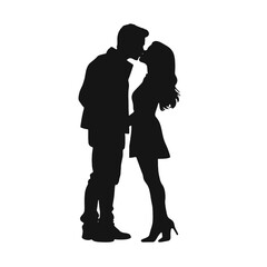 Couple kissing sweetly silhouette  