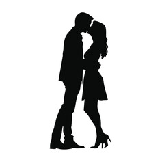 Couple kissing sweetly silhouette  