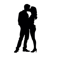 Couple kissing sweetly silhouette  