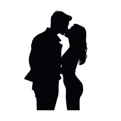 Couple kissing sweetly silhouette  