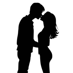 Couple kissing sweetly silhouette  