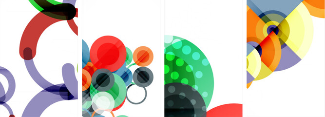 Set of circles geometric abstract posters. Abstract backgrounds for wallpaper, business card, cover, poster, banner, brochure, header, website