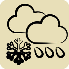 Icon Cloud Cover and Precipitation. related to Climate Change symbol. hand drawn style. simple design editable. simple illustration